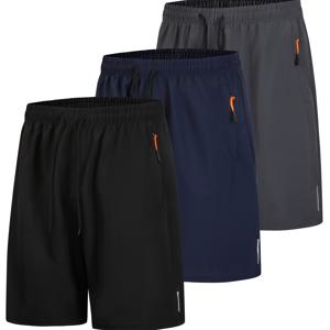 TEMU 3pcs 남성용 퀵드라이 수영 반바지 - 가벼운 운동용 비치 & 짐 반바지, 신축성 있는 허리밴드 & 드로스트링, 멀티컬러 (블랙/네이비/다크 그레이) - 여름 수영, 서핑, 러닝 반바지 - 휴가 & 야외 활동용 대량 패키지
