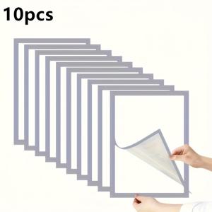 TEMU 10pcs A4 자석 사진 프레임 - 클래식 스타일, 세 가지 색상, 아트 그림, 포스터, 증명서, 지도 및 스탬프를 위한 자체 접착 벽 브래킷, 재사용, 사무실 및 아트 장식에 이상적|지도