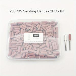 TEMU 200개 미니 샌딩 밴드와 2개 네일 드릴 비트 3, 1mm 네일 샌딩 밴드 네일 아트 그라인딩 네일 아트 도구 #180