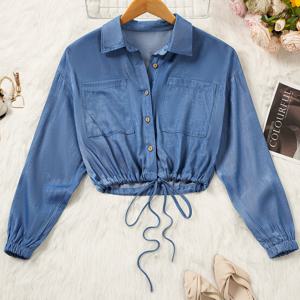 TEMU 여성용 캐주얼 단색 재킷, 끈 디테일 - 폴리에스터, 세탁기 사용 가능, 사계절용 비신축 원단