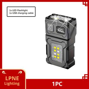 TEMU 1/2개 USB 충전식 LED 손전등, 회전 가능한 헤드가 있는 7가지 모드 미니 토치, 다기능 COB 작업용 라이트, USB 출력 지원, 배터리 디스플레이, 비상 조명용 자석 베이스가 있는 휴대용 LED 클립 랜턴, 하이킹, 러닝, 수리 등에 완벽함|후레쉬