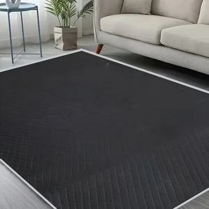 TEMU 블랙 & 그레이 보더 체크 펫 매트, 펫 라운지 매트, 사각 펫 침대, 엑스트라 라지 펫 침대, 사이즈 차트 참조, 소형, 중형, 대형 반려동물용. 가정 필수품. 홈 독 매트 - 놀이 및 기타 활동용