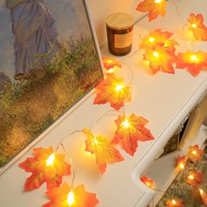 TEMU 1개 단풍잎 LED 요정 조명 - 따뜻한 가을 장식용, 할로윈, 크리스마스, 발렌타인데이 | 배터리 작동 (배터리 미포함) | 빛나는 빨간색과 녹색 잎사귀가 있는 홈 , 축제 조명 | 예술적인 조명 | 배터리 작동 조명