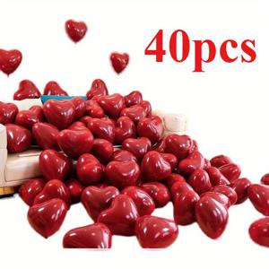 TEMU 40개 세트 레드 광택 하트 풍선 - 생일, 결혼식, 발렌타인데이, 크리스마스, 이스터 파티 장식용 다목적 포토 배경, 홈 데코, 축하 용품, 이벤트 장식, 매끄러운 질감, 내구성 있는 소재, 휴일 장식, 축제 디자인