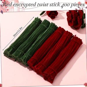 TEMU 400개입 12인치(30.5cm) 레드 & 그린 플러시 체닐 스틱 - 선물 포장용 부드러운 플로럴 아티피셜 꽃다발, 크리스마스 장식, 웨딩, 생일, 대량 공예 재료, 축제 분위기 연출, 페이스티브 컬러, 플러시 질감