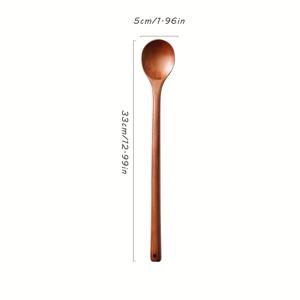 TEMU 33cm 초장형 나무 요리 숟가락 - 튀김, 수프, 혼합용 강력 주방 도구 - 모든 냄비와 팬에 안전한 무스크래치 설계 - 식기세척기 사용 가능 대용량 서빙 스푼 - 가정 및 전문 주방에 이상적 - 우아한 천연 목재 디자인, 에르고노믹 주방 도구, 클래식 주방 용품, 크리스마스 선물 추천, 추수감사절 완벽
