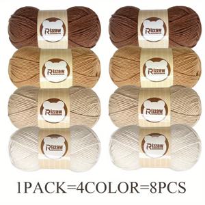 TEMU 8pcs 마카론 컬러 야른, 4줄 무게 400g/, 스카프, 스웨터, 가방, 담요, 여행 가방, 여름 가을 DIY 공예, 초보자 세트|스카프|뜨개실