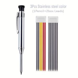 TEMU 3개/세트 2.8mm 풀메탈 알루미늄 목공 연필, 고품질 산화 페인트 표면 깊은 구멍 마킹용 펜, 글쓰기 및 공예에 완벽