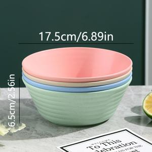 TEMU 4개 세트, 다기능 두꺼운 플라스틱 그릇, 수프 그릇, 파스타 그릇, 시리얼 그릇, 샐러드 그릇, 오트밀 그릇, 쌀 그릇, 대용량 그릇, 질감 디자인의 재사용 식기, 전자레인지 및 식기세척기 사용 가능, 가정 주방, RV, 캠핑, 대학생 기숙사에 적합