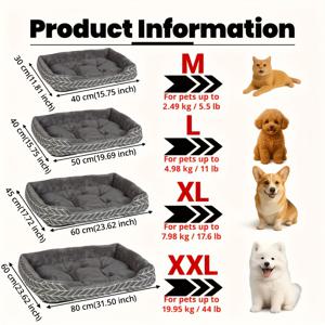 TEMU 겨울용 따뜻한 강아지 침대 - 초소프트 플러시패드, 조립 불필요, 4가지 사이즈 (M-XXL), 두꺼운 쿠션으로 작은 중형 큰견과 고양이 모두에게 적합, 펫 소파, 포근한 개집, 엑스트라 라지 사이즈의 두꺼운 강아지 침대, 둥근 디자인의 large dog bed, 고품질, Cat Lovers