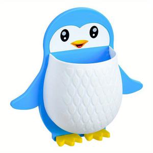 TEMU 1pc 펭귄 보관 선반, 메이크업 보관함, 기숙사 욕실 칫솔 침대 정리 벽걸이 보관 선반, 가정 필수품