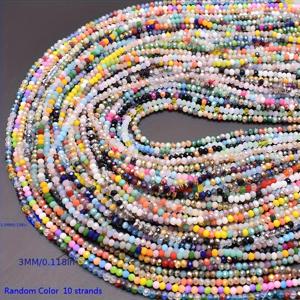 TEMU DIY 주얼리 만들기용 3mm/4mm 유리 구슬 모음 - 10줄, 목걸이 & 팔찌 제작 액세서리에 이상적, 주얼리 만들기용 비즈