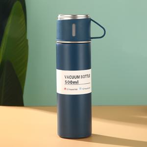 TEMU 1개/3개 세트 500ml/16.9oz 스테인리스 단열 물컵 보온 음료병과 2개의 스테인리스 컵 커버 이중층 방수 워터 병 미끄럼 방지 바닥 디자인, 등산, 사이클링, 캠핑, 생일 선물에 적합