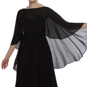 TEMU 엘레강트 이브닝 드레스 쉬폰 숄, 가벼운 단색 케이프, 캐주얼 통기성 긴 랩 여성용, 스타일리시 아우터웨어