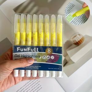 TEMU 8개 FUNFULL 젤 하이라이터 펜, 빠른 건조, 번짐 없음, 번짐 없음, 저널링 및 공부에 이상적, 14세 이상 연령대