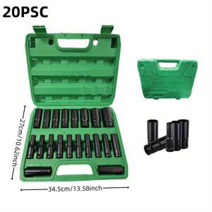 TEMU 20개 세트의 6각 충격 렌치 소켓 8-32Mm 1/2인치 블랙 핏 헤비 듀티 렌치 소켓 세트 자동차 수리, 산업 기계 수리용