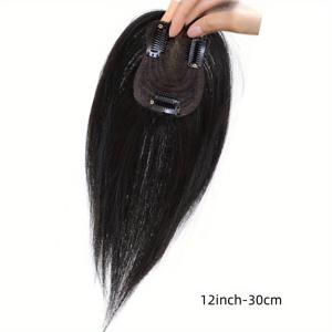 TEMU 12인치 헤어 토퍼 - 인조 모발 연장, 접착제 불필요, 실제 모발로 제작