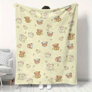 TEMU 한 개인화된 곰 담요 초우유 부드럽고 편안한 플란넬 커버 침실 홈 RV 장식 모든 계절에 적합
