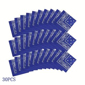 TEMU 30개 로얄 블루 페이즐리 스카프 - 남녀공용 소프트 폴리에스터 헤드밴드, 21x21인치 사계절 러닝 & 아웃도어 액세서리, 양면 탈색 방지 프린트, 목도리, 트렌디한 패턴 스카프, 편안한 머리띠