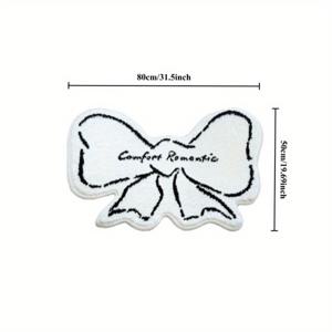 TEMU 우아한 리본 디자인의 고급 블랙 앤 화이트 인조 캐시미어 욕실 매트 - 부드럽고 푹신하며 미끄럼 방지 폴리에스터 러그 - 욕실, 침실, 거실 장식용으로, 기계 세탁 가능, 1000g, 10mm 두께, 비정형 모양, 욕실 매트