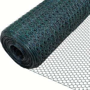 TEMU 1m x 10m 녹색 PVC 코팅 육각 갈바나이즈 철망, 농장 펜스, 가금류 보호 그물, 농업용 식물 장벽, 닭장 및 정원 울타리 액세서리