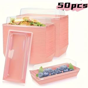 TEMU 샤온 고급 럭셔리 50/100개 크리스마스 페이스트리 박스 - 스노우 퀸 롤, 스위스 롤, 푸프, 에그 옐로우 페이스트리, 쿠키 & 컵케이크 포장용 - 샌드위치, 케이크 슬라이스, 초콜릿 선물 상자, 휴일 파티 및 아버지의 날 재사용 가능