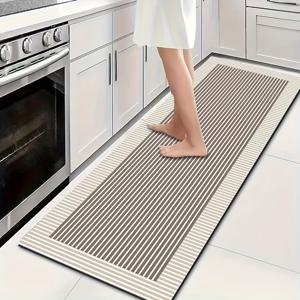 TEMU 1pc 노르딕 스타일 주방 바닥 매트, 긴 스트립 바닥 매트 - 주방 욕실 바닥 매트 다이아토미스 에어스 흡수성 미끄럼 방지 빠른 건조 발 매트 주방 싱크대 욕실 건조 지역 세탁실 복도, 고무 베이스 쉽게 청소 가능한 직사각형 홈 데코 매트