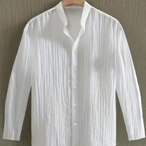 TEMU 남성용 클래식 긴팔 버튼업 셔츠 - 신축성 없는 원단, 세탁기 사용 가능, 레귤러 핏 솔리드 컬러 봄/가을 캐주얼 및 성숙한 착용, 다용도 의류, 클래식 칼라, 비신축 소재