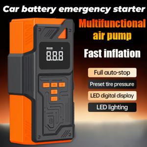 TEMU 휴대용 비상 점프 스타터 150 PSI 공기 압축기, 9-in-1 자동차 점퍼 팩, LCD 화면, 4x2000mAh 배터리, USB Type-C 고속 충전, 디지털 디스플레이, LED 손전등, 8.5L 가솔린 또는 7.0L 디젤 차량 호환 | 컴팩트 디자인 | 스마트 디지털 디스플레이|후레쉬