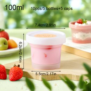 TEMU 10개 세트 100ml/200ml /300ml/ 50ml 이너오츠용기 (뚜껑 포함), 아침식사 real 디저트컵, 푸딩 젤리병 - 우유, 곡물, 과일, 요거트 사전준비 수납 |재사용가능|설거지기 안전| 전자레인지 사용 가능, 본체 5개 + 뚜껑 5개