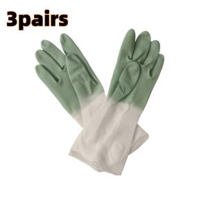TEMU 3쌍 두꺼운 방수 라텍스 주방 장갑 - 갈색 & 민트 그린, 미끄럼 방지, 내구성 및 부드러움, 설거지, 청소 및 가정용 작업용, 설거지 장갑, 청소 장갑, 매끄러운 질감 장갑, 주방 장갑, 설거지 장갑, 라텍스 장갑, 일회용 장갑, 일회용 장갑