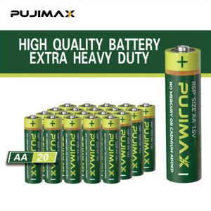 TEMU PUJIMAX AA 배터리 20/40/60 팩(수량 선택) - 내구성이 뛰어난 일회용 탄소잉크 배터리, 알람 시계, 계산기, 리모컨, 게임 컨트롤러, 손전등과 호환 가능 - 전자기기용 장기 사용 가능 전원, 충전 불가능 AA 배터리, 전자기기 필수품, 보이는 브랜드, 신뢰성 있는 성능, 가정 필수품, 소형 디자인, 내구성 있는 구조, 가제트 사용자