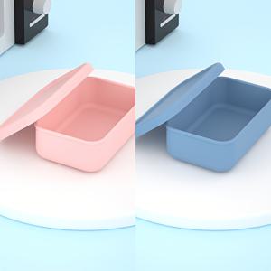 TEMU 2개 세트 - 700ml 사각형 실리콘 도시락통 (뚜껑 포함) / 전자레인지 사용 가능, 밀폐/쌓기 편한 식품보관용기, 파스텔색상(핑크,그린,블루,오렌지,민트,베이지) 다양한 DIY 요리·남은 음식 수납에 적합. 내구성 있는 주방용품으로 설거지도 안전하며, 둥근모서리와 고정핀이 있어 냉동&재조절에도 완벽! 미끼준비+점심박스로 활용