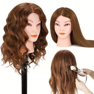 TEMU Opini 전문 미용사 훈련용 매니큐인 헤드, 100% 실제 인간의 모발, 긴 스타일 및 가발 스탠드, 미용 및 땋기 연습에 완벽함, 남녀 공용 성인 사용, 헤어 스타일리스트 용품