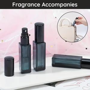TEMU 4개 그라데이션 블루 유리 향수 분무기 스프레이 병 - 0.34oz 여행용 리필 가능한 스프레이 병, 검은색 캡 포함, PVC 프리 및 누출 방지, 향수, 에센셜 오일, 용 - 휴대용 화장품 용기, 스프레이 병 | 세련된 디자인 | 유리 컨테이너