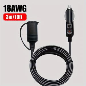 TEMU 자동차 플러그 연장 케이블 18AWG 수컷 플러그 암컷 소켓, LED 15A 퓨즈가 있는 자동차 플러그 소켓 전원 콘센트, 배터리 없음