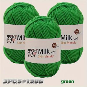 TEMU 150g 소프트 중간 굵기 밀크 실, 핸드위빙용 DIY 재료, 공예실, 꽃 소품 선물, 니트 스웨터, 모자, 스카프용 중간 굵기 실볼, 3개입 팩|모자|스카프|뜨개실