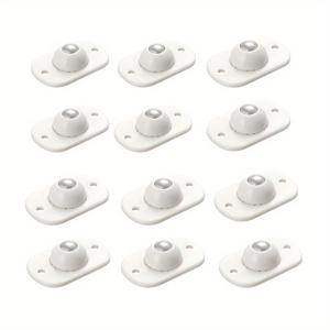 TEMU 접착식 범용 볼 캐스터 12개, 저장 상자와 쓰레기통용 회전 메탈과 플라스틱 풀리 바퀴|쓰레기통|음식물쓰레기통