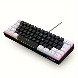 TEMU 1pc 미니 RGB 게임 키보드 SNPURDIRI 60% 유선 게임 키보드, 미니 휴대용 61 키 메모리, RGB 백라이트, USB 전원, USB 케이블 포함, PC/Mac 게이머, 타이프스트, 여행 키보드