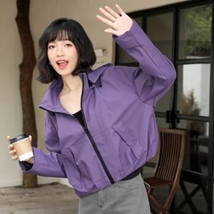 TEMU 솔리드 컬러 지퍼업 후디 재킷, 캐주얼 롱슬리브 드로스트링 재킷 봄 & 가을, 여성 의류