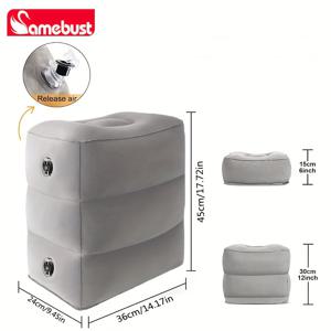 TEMU 1개입 Camebust 차량용 팽창식 발 받침 베개, 기차, 여행, 비행기용 - 인체공학적 디자인의 높이 조절 쿠션, 내구성 좋은 PVC 소재, 휴대용 & 가벼운 무게로 수면, 휴식 및 휴대가 편리한 여행을 위한 여행용 베개