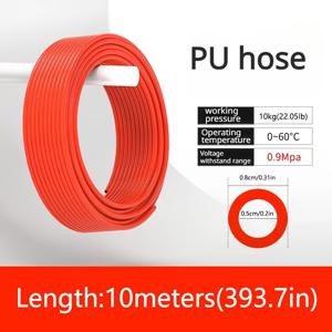TEMU 10m/393.7인치 PU 에어 호스 파이프 튜브 오렌지 레드 블루 투명 8mm 10mm