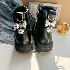 TEMU 2개의 고딕 패션 리본 슈 클립 - 탈착 가능, 다기능 DIY 아연 합금 장식품 운동화 및 부츠, 중공 디자인