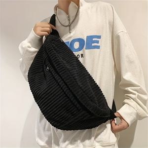 TEMU 1pc 캐주얼 코듀로이 여성 숄더백, 조절 가능한 스트랩이 달린 대형 가슴 가방, 단색, 지퍼 잠금, 폴리에스테르 안감, TV 쇼 테마 - 화이트, 블랙, 그린, 라이트 브라운 제공