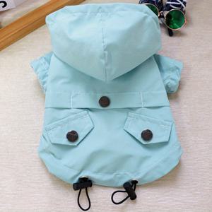 TEMU 1pc 애완견 자켓 후드, 라이트 블루 니트 소재, 지퍼 및 프레스 버클 클로저, 소형 품종용 방풍 비옷