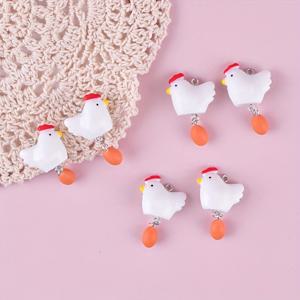 TEMU 6개/10개 화려한 닭과 달걀 레진 참 - 빨간 셰프 모자 DIY 액세서리 제작용 (귀걸이, 목걸이, 팔찌) - 귀여운 동물 펜던트, 목걸이 장식, 팔찌 액세서리 공예용 참