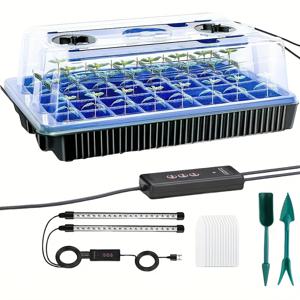 TEMU 1/3 세트 고아치 모종 트레이 발아 키트 - 40/120 모종판, 2/6 LED 성장등, 타이머 및 3가지 모드, 가정 정원가와 실내 온실 모종 재배 키트에 적합