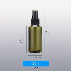 TEMU 6개 50ml 100ml 150ml 두꺼운 암버와 녹색 투명한 미세 연기 스프레이 병 PET 플라스틱 화장품 디스펜서 여행용 병