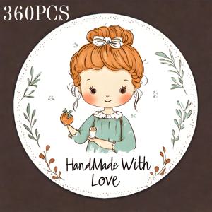 TEMU 120/360개 1.38인치 핸드메이드 사랑스러운 귀여운 라벨 - 원형 접착식 레이블, 베이킹·웨딩·파티 장식용