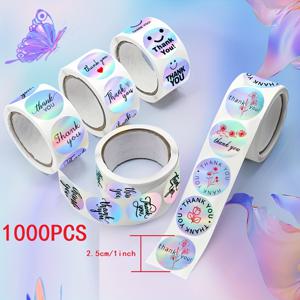 TEMU 1000 스티커/롤 스마일 장식 라저 스티커, 행복한 얼굴 감사 스티커, 자체 접착 스티커 라벨 롤